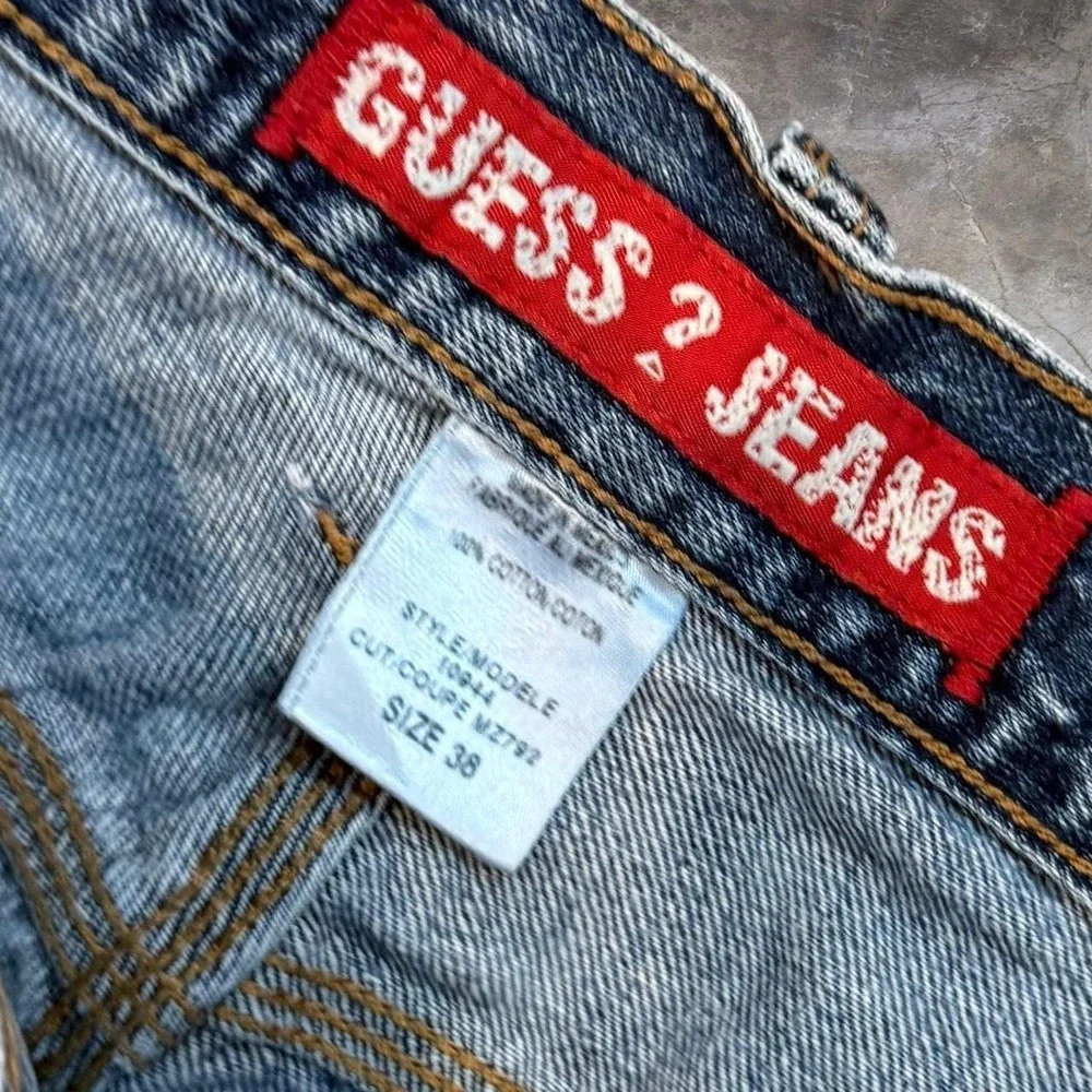 Vintage Guess Workwear Distressed Baggy Wide Leg Cargo Shorts Mens 37 Grunge Y2K